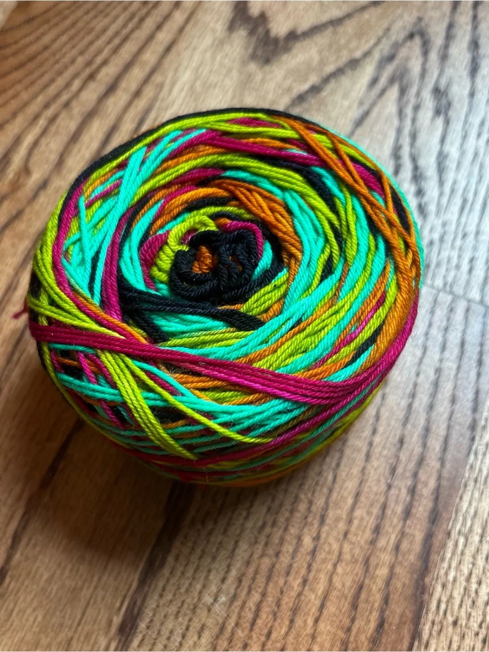 Yarn Fingering Wool Blend Indie Dyed Turquoise Pink Orange 105g Knitting Cake